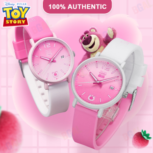 (With Box/35mm)100% Authentic Disney Watch for Girls Lotso 30M Waterproof Quartz Watch Shockproof Soft Silicone Strap Comfortable Birthday Gift MK-11698