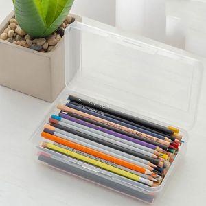 AUTOCARE X With Buckled Plastic Pencil Box Large Capacity Multifunctional Rectangular Container Durable Transparent Storage Box School Stationery Supplies