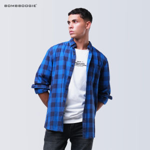 Bombboogie Kemeja Pria Regular Hunter Long Navy Blue 24682B5NV