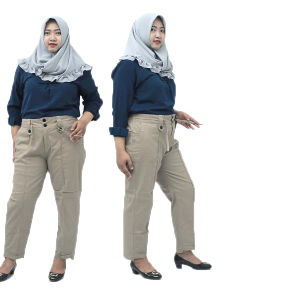 Putri Nasya Celana OverSize Tali Karet / Celana Wanita Kerja Kantor Bahan Katun Formal / Celana Baggy Pants Super BigSize Cream Abu Hitam Moca Capucino / Pakaian Kekinian Wanita