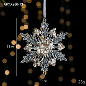 Christmas Sequin Acrylic Pendant - Transparent Snowflake Ornament for Christmas Tree Decoration