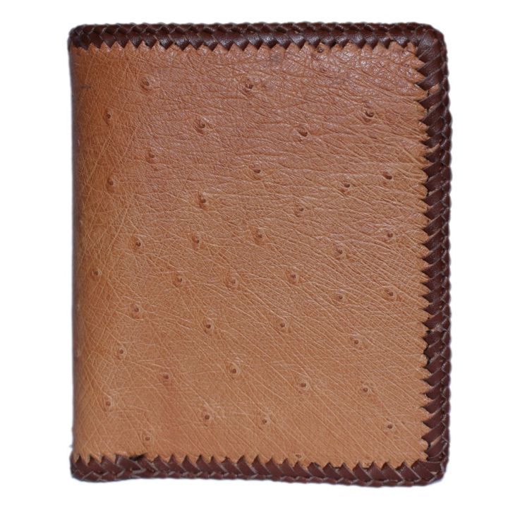 Bóp nam Huy Hoàng da đà điểu da bụng kiểu đứng đan viên màu vàng bò ...