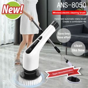 Cordless Electric Spin Handheld Scrubber Rechargeable Shower Electric Bathroom Scrubber with Adjustable Handle Replaceable Cleaning Brush