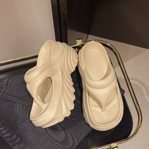 [Free Shipping] New Style High-Heeled Flip-Flops With Thick Soles 10Cm Heel Height Designed For Women To Wear Outdoors Featuring An Ultra-High Wedge Heel