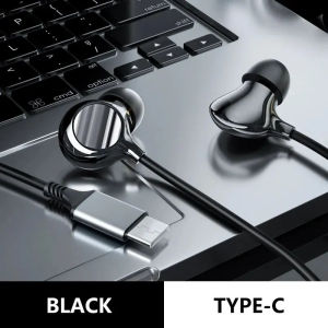 USB Type C เซรามิกหูฟังแบบมีสายสำหรับ iPhone 15 Pro Max ซัมซุง Xiaomi หัวเว่ย3.5มิลลิเมตรไฮไฟสเตอริโอกีฬาเพลงพร้อมไมโครโฟน