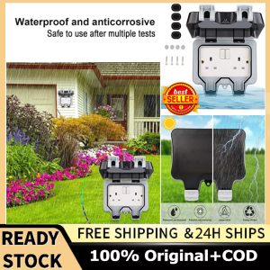 【High Quality+ In Stock】Double Outdoor Socket Waterproof Outside Switched Sockets IP66 Wall Electrical Outlets with Covers 13A 2 Gang Plug Sockets