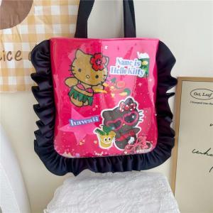 Christmas Gift Halloween Hot Sanrio Girl Retro Style Single Shoulder Handbag Kawaii Hello Kitty Comic My Melody Fashion High-Capacity Makeup Storage Bag