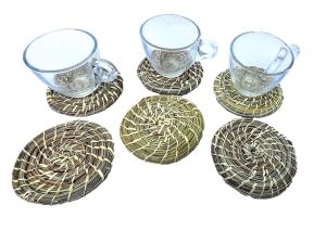 Handwoven Grass Tea Coaster | Eco-Friendly Table Mat for Cups & Glasses | 11cm Round Natural Coaster | Pack of 1 Pc