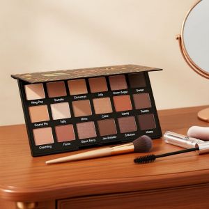 18-Color Eyeshadow Palette - Matte & Shimmer Earthy Tones & Highlighter