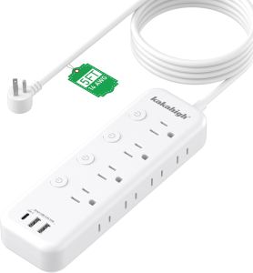 Appliance Extension Cord with Individual Switches on Off - 5 FT 14 Gauge Heavy Duty Extension Cord with USB Ports 8 outlets High Wattage for Microwave Workbench Kitchen Garage Must Have