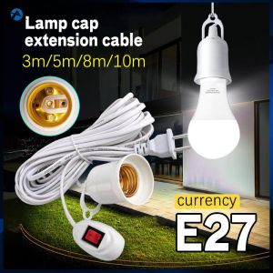【Plug+lamp Bulb】5M E27 LED Light Bulb Extension Socket Extension Cord Omni Extension Cord With Switch Bulb Socket Aulis