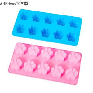 WP💓💛💖 10 Cells Dog Cat Paw Silicone Cake Molds For Biscuit Jelly Baking Pan Ice Tray