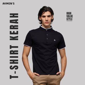 AKMENS T-Shirt Pria Kerah Sanghai 1.0 Black