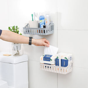 Bathroom Punch-free Storage Rack Kitchen Organizer Hollow Out Shelve Storage Basket Drain Basket