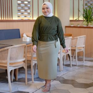 Siselyo Chana Waffle Tops Army M16312 R57S4 - Baju Muslim Wanita - Baju Casual Wanita