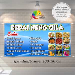 Cetak Spanduk Banner Kedai Jajanan Model Biru