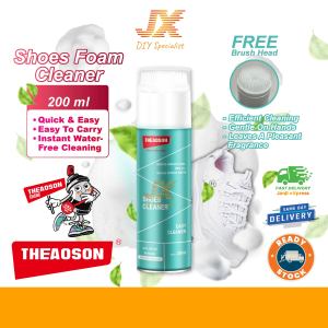 THEAOSON Shoes Foam Cleaner With Brush Head Sneaker Cleaning Kit Shoe Cleaning Cuci Kasut Pembersih Kasut Putih 200ml 鞋子小白鞋清洁剂