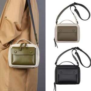 JUTBONG Wide Strap Messenger Bag Waterproof Square Shape Handbag Fashion PU Leather Crossbody Bag Daily Use
