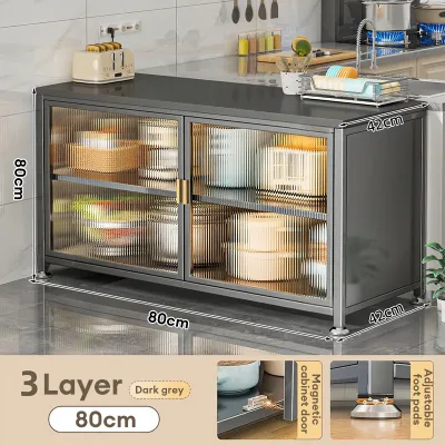 BMZAR Kitchen Shelving Unit Freestanding Sideboard Dustproof Storage Cabinet Multi Functional Workbench Food preparation Counter