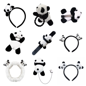 Panda Headband Brooch Girls Comic Roleplay Headpiece Hairy Cartoon Costume Accessories for Women Christmas Gifts