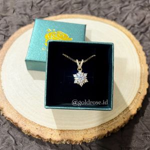 Kalung Titanium SNOWFLAKE Lapis Emas 18k ANTI KARAT crystal swarovski perhiasan liontin hadiah wanita