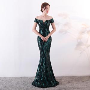One-shoulder Evening Gown Womens Banquet Elegant Long Fishtail Elegant Lady Host Evening Gown Party