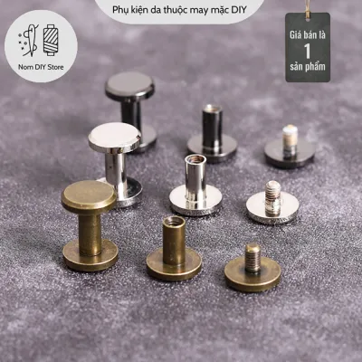 Đinh Tán Ren Vặn Đầu Phẳng Chữ I Mặt Trơn 3 Màu Chất Đồng Thau Đúc Phụ Kiện Làm Da Túi Xách Bóp Ví Thủ Công Handmade DIY