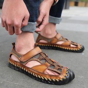 Prikol COD Kulit Import Outdoor Sandal Hiking Gunung Pria Sendal Olahraga Trendy Lentur Mendaki Cowok Dewasa Keren 190