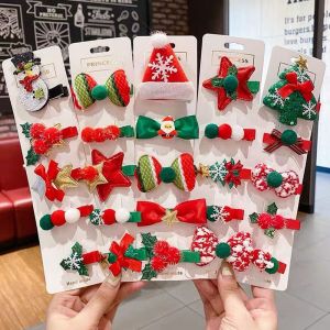 MAOMEI Đáng yêu Tinh tế Đầy màu sắc Trẻ em Quà Tặng Cô Gái Dành cho người lớn Xmas Đồ Trang Trí Bé Trẻ em Dễ Thương Mũ Nón Giáng sinh Cây Barrette Tóc Phụ Kiện Giáng sinh Tóc Clip