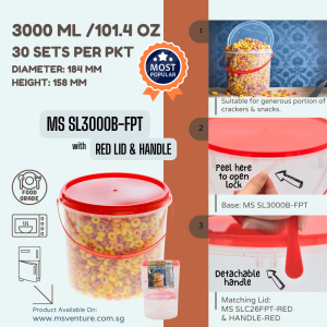 {MSV-WS} Tamper Proof Air Tight with Safety Lock (3000ml-5000ml) Microwavable Plastic Tubs MS SL3000B SL4000B SL5000B