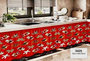 Free Shipping Buy 3 Take 3 New 100*70CM Christmas Lababo Kitchen Curtain 100×70cm Short Home Decoration Red New Kitchen Curtain Merry Christmas Home Decoration Kurtina Cupboard Cabinet COD Kitchen Curtains