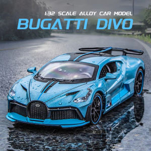 【RUM】DIE-CAST CAR 1:32 BUAGTTI DIVO Alloy Car Model Sound and light effect The door hood and trunk can be open Childrens Toys Boy Gift Collection toys Pull back