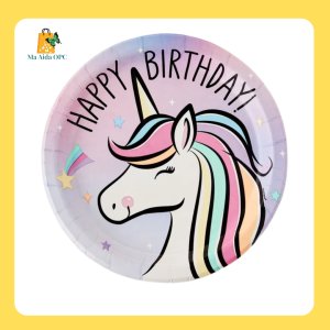 Dreamy Unicorn Disposable Round Paper Plates 9" Multicolor 10 Count by Way To Celebrate