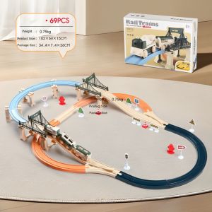 30/69/287pcs New DIY Rail Train Toy Set Electric Railway Track Building Block Set