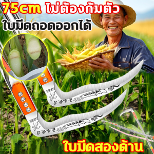 ไม่ต้องก้มตัว 75CM ชุบสังกะสีหนา มีดพร้า มีดทำสวนคมกริบ ใบมีดสองด้าน ถอด ทนทานและคม เคียว มีดขอด้ามยาว เปลี่ยนเป็นแบบมือขวาหรือมือซ้ายได้