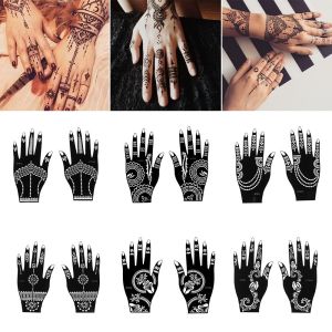 1 Pair New Beauty Mehndi Indian Style Makeup Henna Template Sticker Temporary Hand Decal DIY Body Art Tattoo Stencils