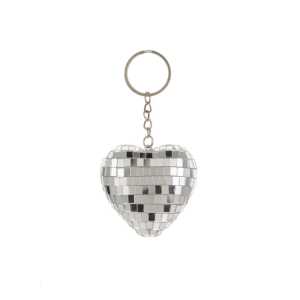 Shimmering Heart Ball Keychain Smooth Mirrored Glass Sphere Pendant Keyring Ornament Accessories Gift For Friend Family