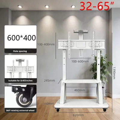 JAE KO 32/65/75/85 Inch Universal TV Stand Floor Stand LCD Movable TV Bracket Base with Tray Can Angle Adjustable 15 °