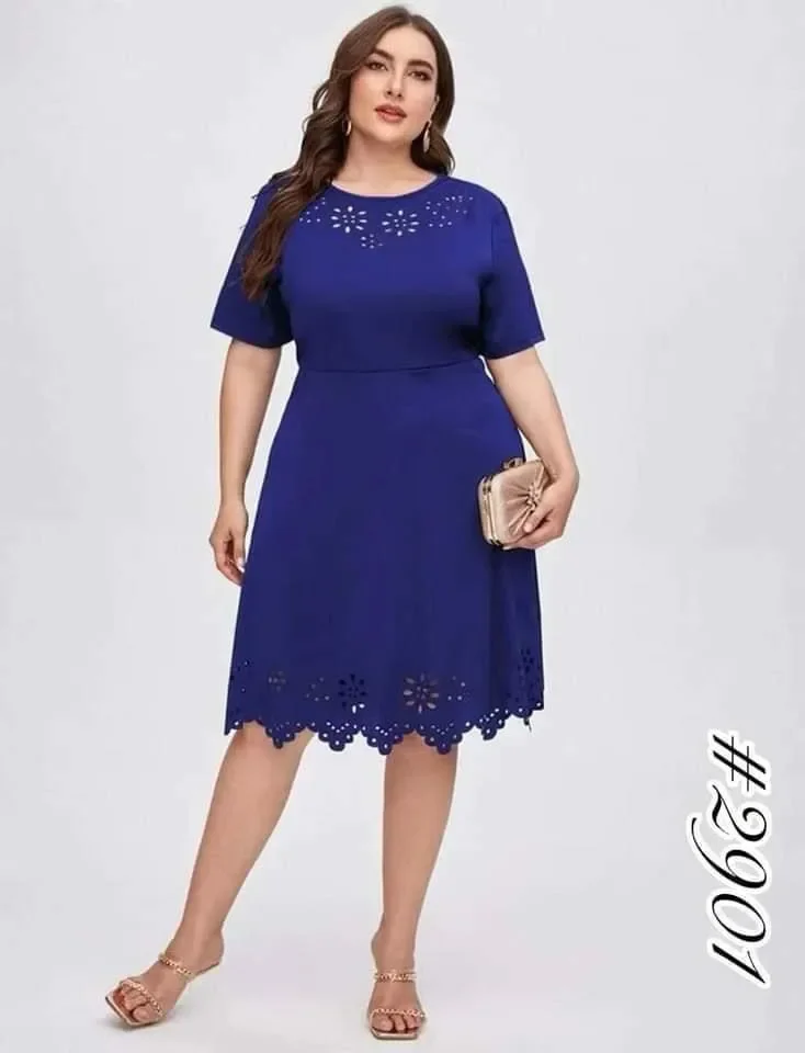 Navy blue casual sales dress plus size