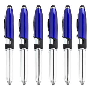 6pcs/Set 3 in 1 LED Ballpoint Pen with Stylus Tip Smooth Writing Pen 1.0mm Stylus Pen School Office Supplies for Teache