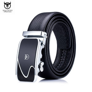 BULLCAPTAIN mens cowhide belt business casual formal place automatic lock leather belt