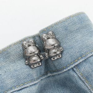 Auzak Cartoon Rabbit Pattern Waist Buckle For Women Skirt Jeans Adjustable Waist Clip Buttons Accessories