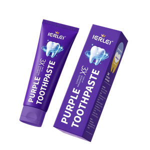 Cross-border color correcting toothpaste cleans teeth whitens and brightens removes yellow stains cleans yellow teeth freshens breath purple essence