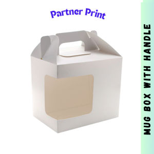 Partner Print- 50PCS CUYI Mug Box White with Handle and Side Window Thick High Quality Packaging Box