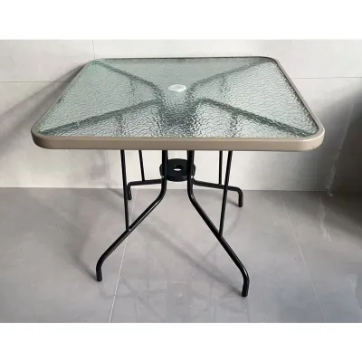 Coospro Versatile Glass-Top Portable Outdoor Tables with Sturdy Iron Frame for Courtyard Balcony & Casual Entertaining