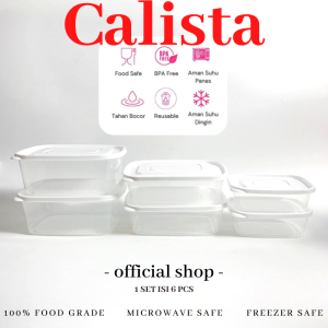 FOOD CONTAINER CALISTA FURANO PUTIH SET ISI 6PCS/ FOOD PREPARATION SET/ FOOD KONTAINER KULKAS SET/ TEMPAT PENYIMPANAN MAKANAN BUAH SAYURAN DIKULKAS SET/ WADAH BOX SAJI MAKANAN SET/ TOPLES PLASTIK KOTAK CALISTA 1 SET