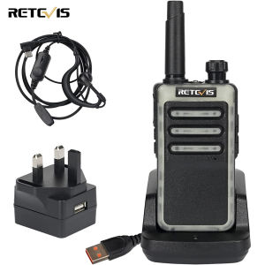 Retevis RB666 Walkie Talkies Rechargeable Fast Charging USB-C Handheld 2 Way Radio Professional PMR446 LED Falshlight Luminous Design VOX Walkie Talkies for Cyclists Family (1 Pcs Black)
