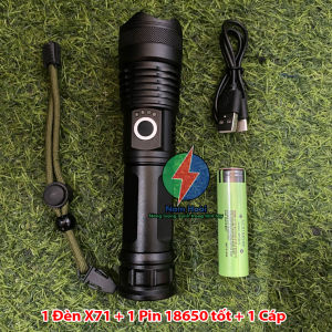 Đèn pin siêu sáng X90 chiếu xa 500m chip XHP70 siêu sáng chất liệu hợp kim nhôm cao cấp dùng 2 loại pin 18650 26650