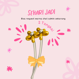 Buket Balon Bunga 2 Tangkai / Flower Buket Balon Viral / Kado Gift Wisuda Graduation Ulang Tahun Anniversary / Gift Lucu / kado ulang tahun cewek / Buket Bunga / Set