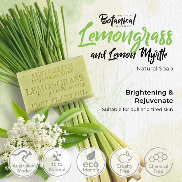Australian Botanical Soap Bar Lemongrass with Lemon Myrtle (200g) Lazada